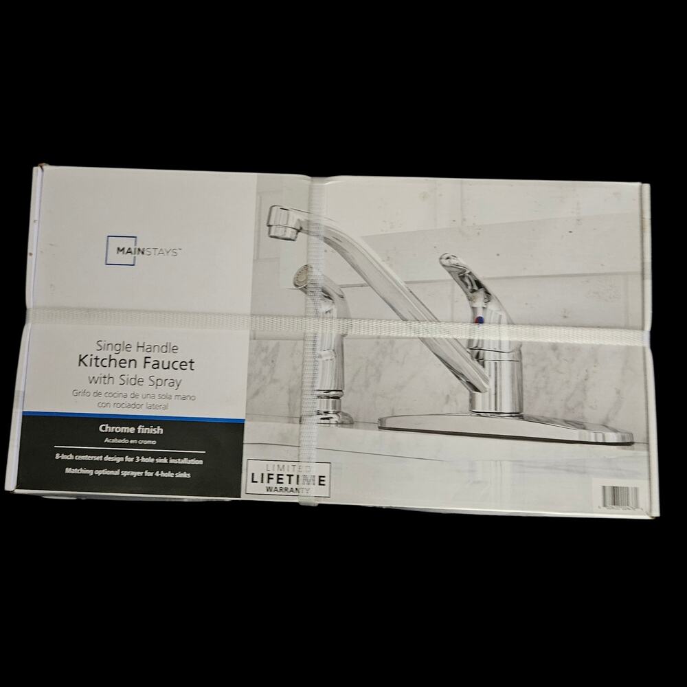 Mainstays Kitchen Faucet Chrome Single Handle Pull Out Sprayer New